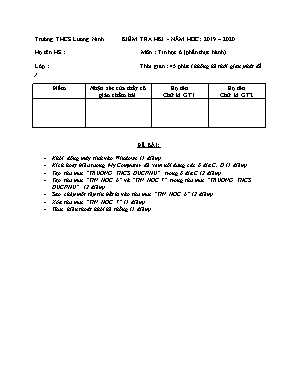 Đề kiểm tra học kỳ 1 môn Tin học Lớp 6 - Năm học 2019-2020 - Trường THCS Lương Ninh